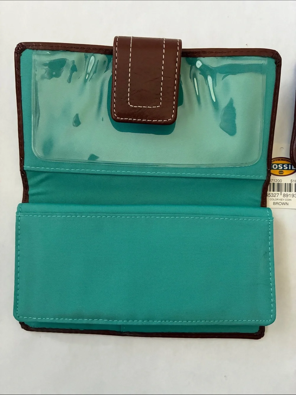Fossil Brown Leather Wallet and Coin/Card Zip ID Pouch Set